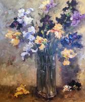 Early Spring Iris in Glass Vase by Graydon Foulger